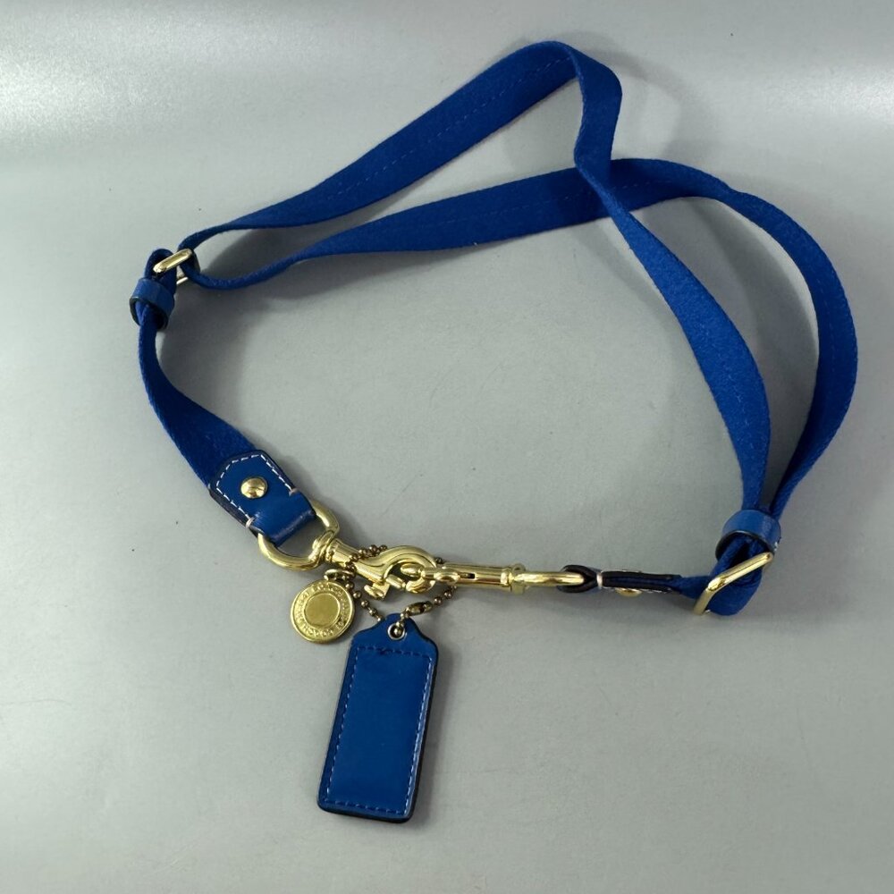 Coach Blue Cotton with Blue Patent Leather Accents Adjustable Strap w/ Fob - Picture 7 of 12